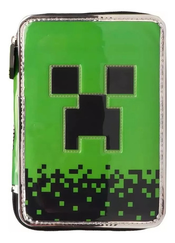 Cartuchera Set Escolar Minecraft 1 Piso Cresk Sharif Express Color Verde Creeper