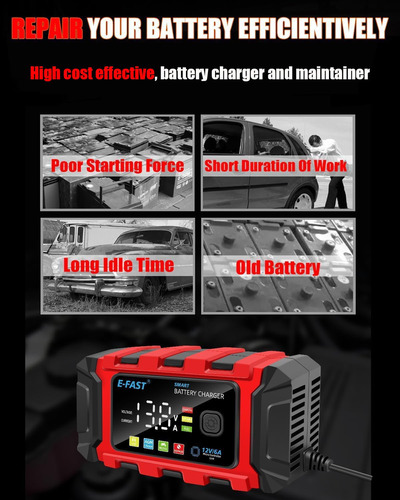 Cargador Batería 6a/12v Lifepo4 Plomo Ácido Automóvil Goteo