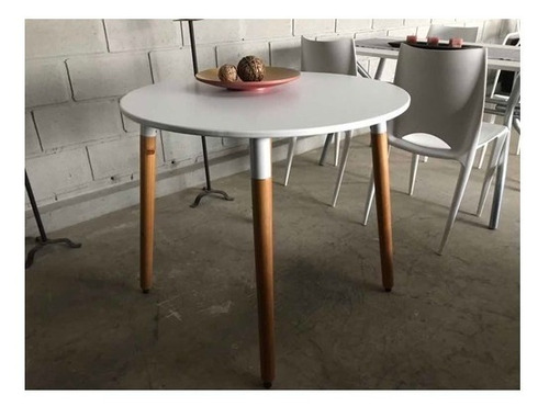 Imagen 2 de 5 de Mesa Redonda De Comedor Madera 90cm Diseño Moderno Eames