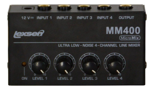 Mixer Áudio Compacto Micromix Lexsen Mm400 De 4 Canais