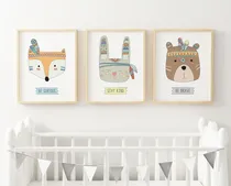 Comprar Set X3 Cuadros Infantiles Animalitos Indios, Completos! 
