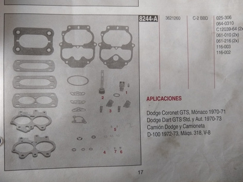 Repuesto De Carburador Carter 2 Gargantas Bbd 8244 Afisa