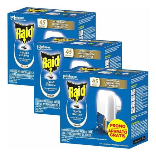 Raid Pack X 3 Aparato Electrico Y Líquido Repelente Mosquito