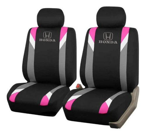 Juego Cubreasiento Universal Tela Negro Rosado Logo Honda