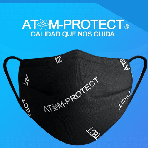 Imagen 2 de 7 de Barbijo Tapaboca Atom-protect Ultra Black Cepa Delta Pack X5