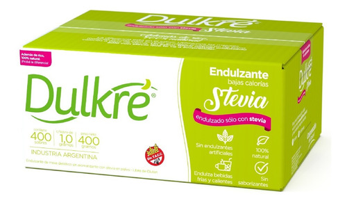 Endulzante Dulkré Stevia 100% Natural X 400 Sobres/sachets