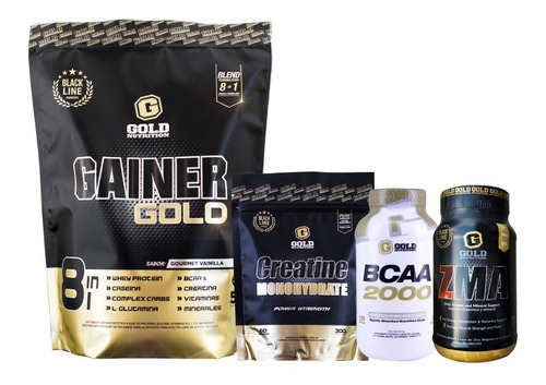 Muscle Mass + Bcaa + Creatina + Zma. Combo Gold Nutrition. Outlet