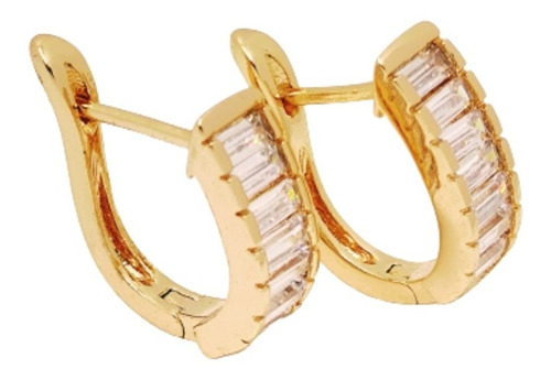 Aretes Bagette Oro Laminado 18k Arracadas Huggies Hermosas 