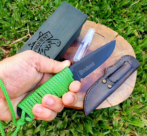 Faca P5 Venom Prudent Artesanal Porte Velado Bainha De Couro