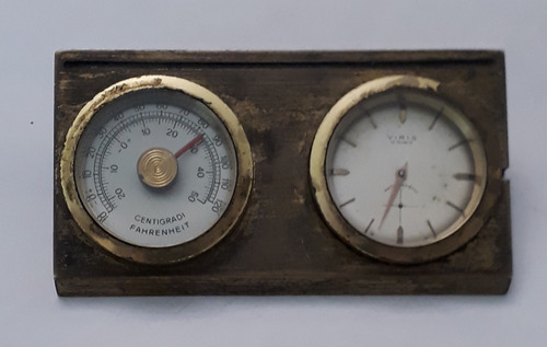 Pisapapeles Fiat Con Termómetro Y Reloj Antiguo (Usado)