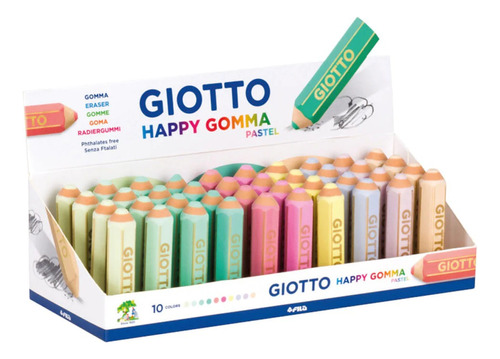 Gomas Giotto Happy Gomma Colores Pastel Surtidos Forma Lapiz