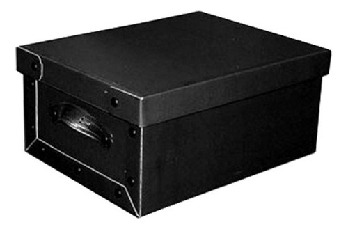 Caja Organizadora Con Manija Mediana Microbox Pettish Online Color Negro