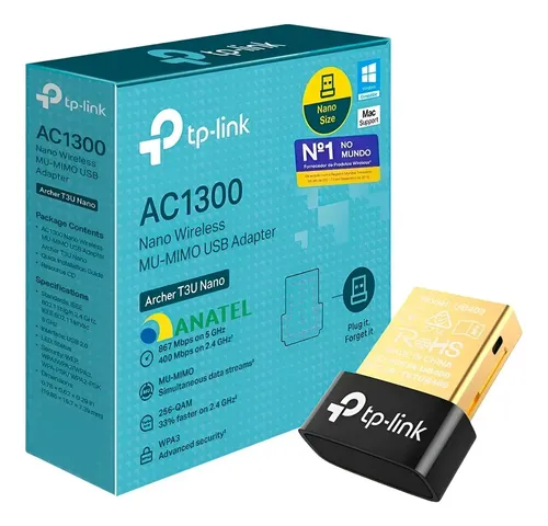 Adaptador WiFi TP-Link Archer T3u Nano Ac 1300 MU-MIMO