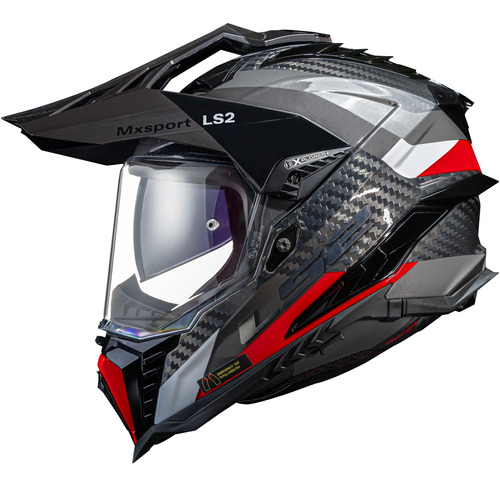 Capacete Ls2 Explorer C Mx701 Frontier Titanium Vermelho