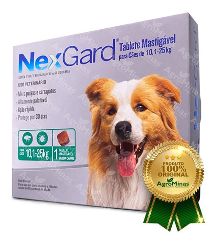 Imagem 1 de 3 de Nex Gard Cachorro De 10-25kg Remédio Pra Carrapato  E Pulga