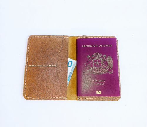 Porta Pasaporte Cuero Hecho A Mano