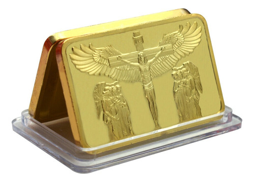 Robmar-usa-moneda Rectangular Bañada 24 K.cristo Y El Angel