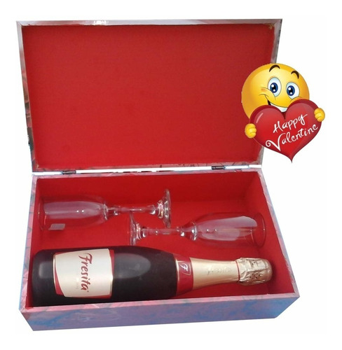 Caja Personalizada Regalo Con Copas Y Vino O Champagne