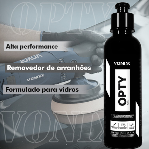 Opty Vonixx 240ml Polidor Vidro Remove Riscos Leves