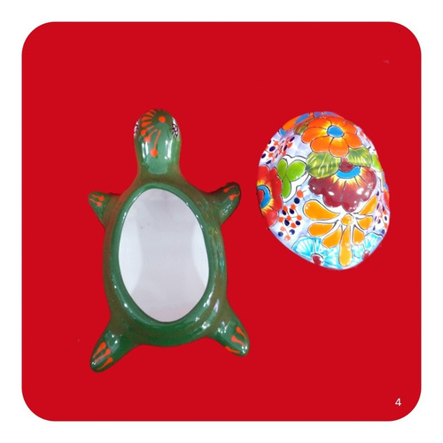 Imagen 2 de 2 de Alhajero Tortuga De Cerámica Tipo Talavera 20x12x10 Cm M4