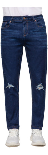 Jeans Skinny Full Roturas Azul Hombre Fashion's Park