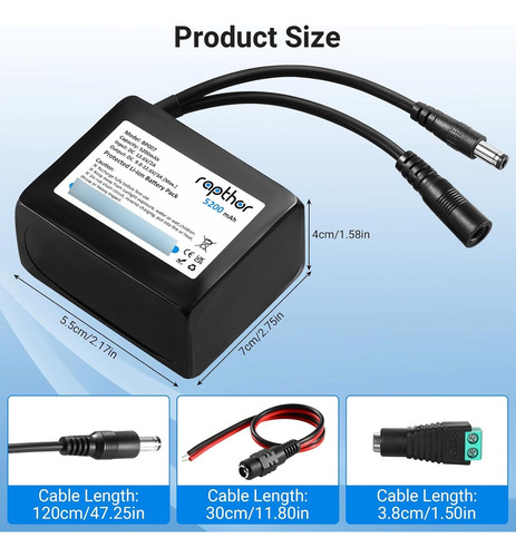 Batería Recargable De Litio 12 V 5200 Mah Con Cargador