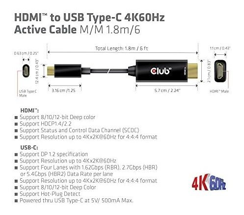 4k 60hz Hdmi Usb Tipo Cable Video 2.0 Convertidor Activo