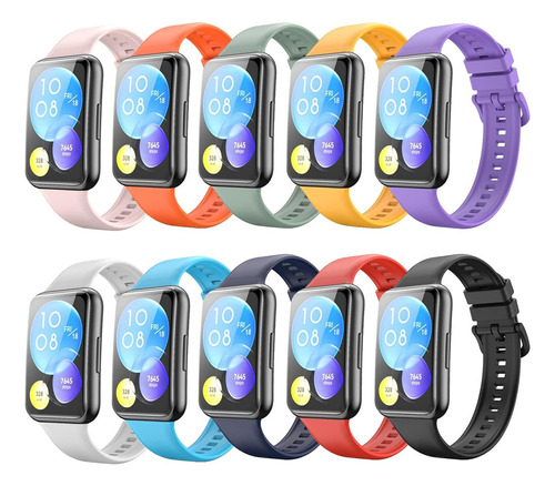 Correa De Silicona De 10 Piezas Para Huawei Watch Fit2 Color 10pcs