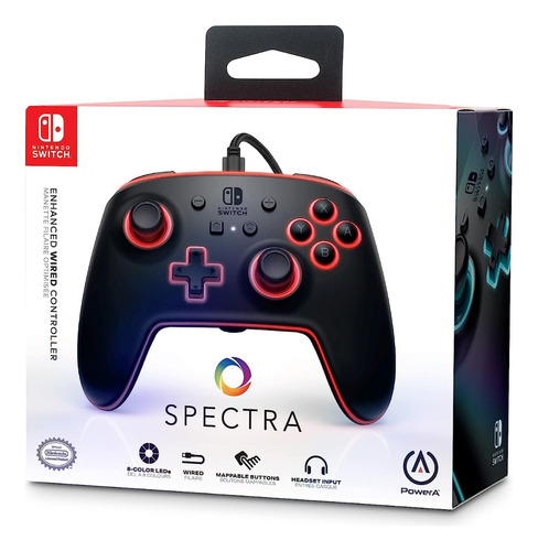 Control Nintendo Switch Alambrico 8 Colores Leds Spectra Msi