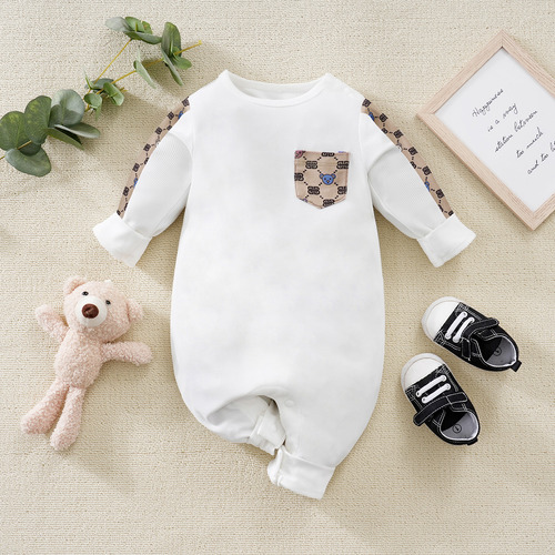 Mameluco Tierno Para Bebé Con Estampado De Cuadros Y Ositos Blanco 9-12 M Rayas
