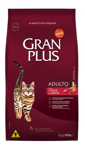 Gran Plus alimento castrados para gato adulto sabor carne e arroz em saco de 10.1kg