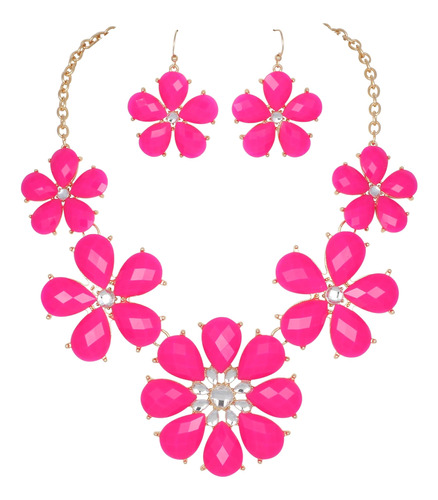 Firstmeet Collar Llamativo De Flores Brillantes Collar Con A