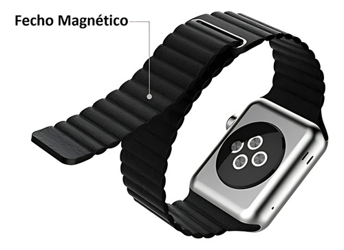 Pulseira Couro Social Loop Magnética Para Apple Watch 44/45/46/49mm Cor Caramelo