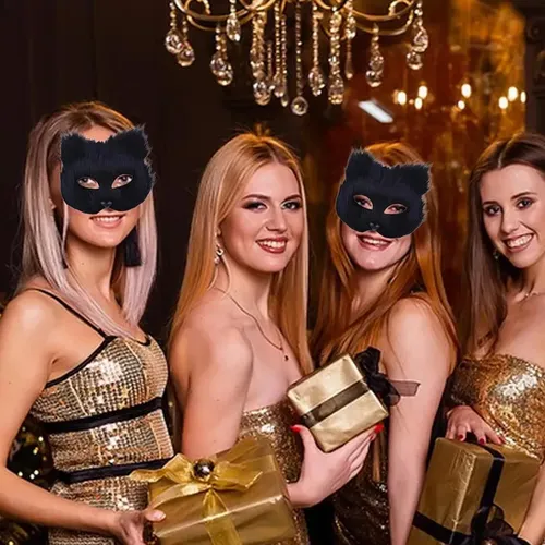 Set De Mascarillas De Gato Peludo Para Mujer