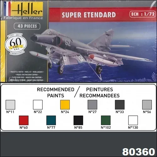 Heller Starter Kit 1/72 Super Étendard – Maquette D’avion Naval Français, Pour Débutant, Incluse Peinture Et Colle