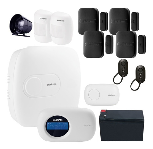 Kit Alarme Amt 1016 Net Residencial Sensores Preto Intelbras