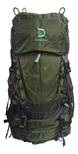 Mochila Head Trekking Camping Color Gris Y Verde Diseño De La Tela Liso
