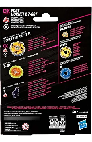 Conjunto De Pacote Inicial Beyblade X Fort Hornet R 7-60t Cx