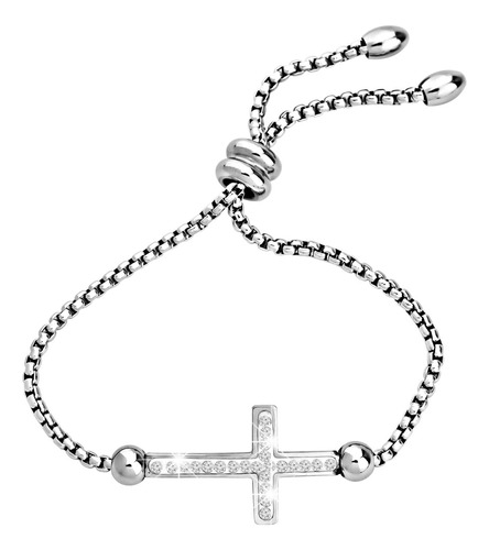 Bobauna, Pulsera De Eslabones Ajustables Con Cruz Lateral, P