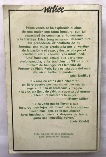 Miedo De Volar / Erica Jong / Sudamericana (Usado)
