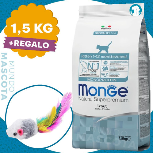 Monge Monoprotein Gato Cachorro Kitten Sabor Trucha 1,5 Kg