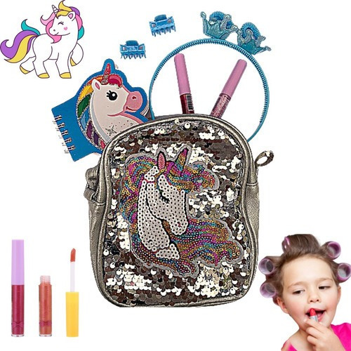 Imagem 1 de 4 de Kit Maquiagem Infantil Antialérgica Bolsa + Gloss + Tiara  