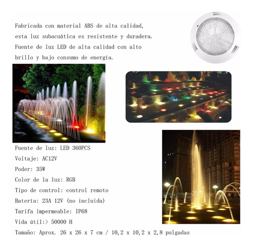 Luz De 360 Led De Piscina Ca 14v Rgb Multicolor
