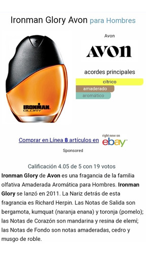 Fragancia Masculina Iron Man Glory - mL a $1200