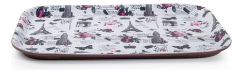 5 Bandejas Antiderrapante Retangular Paris 35cm Gourmet Mix Cor Branco
