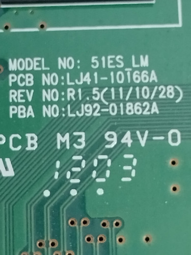Tarjeta Lógica 51es_lm Pcb Lj41-10166a, Samsung Pl51e8000gf (Usado)