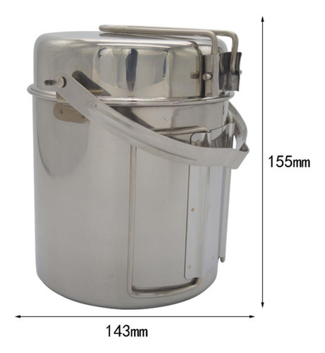 1l Camping Pot Pan Mango Plegable Juego De Utensilios De
