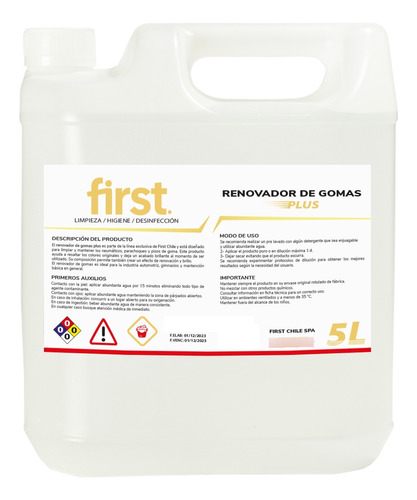 Renovador De Gomas Plus Doble Concentrado First 5 Litros