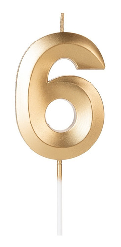Número 6 - Vela Design Dourada Perolizada Para Bolo E Festa