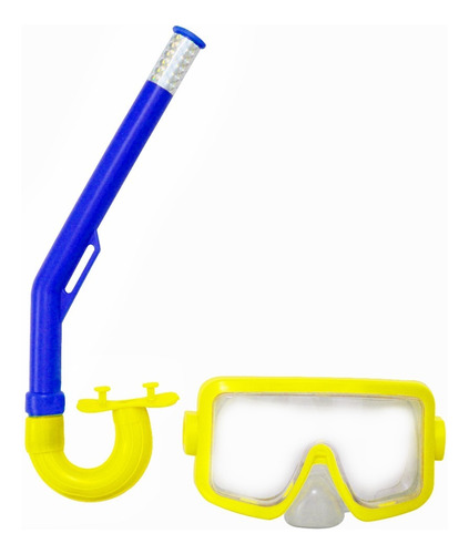 Set De Snorkel Kit Buceo Y Mascara Ajustable Infantil Pileta Color Amarillo
